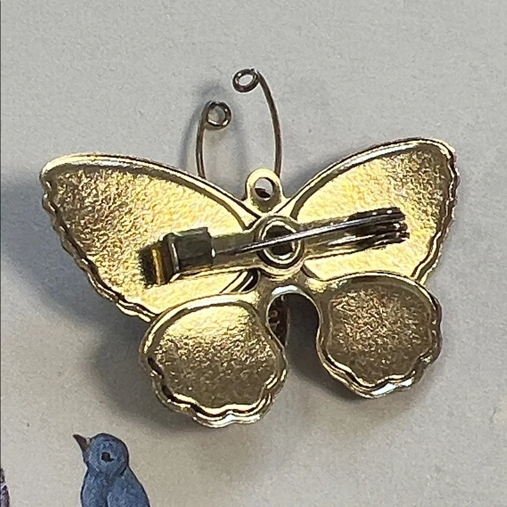 Cloisonné Butterfly Brooch - Red and Blue